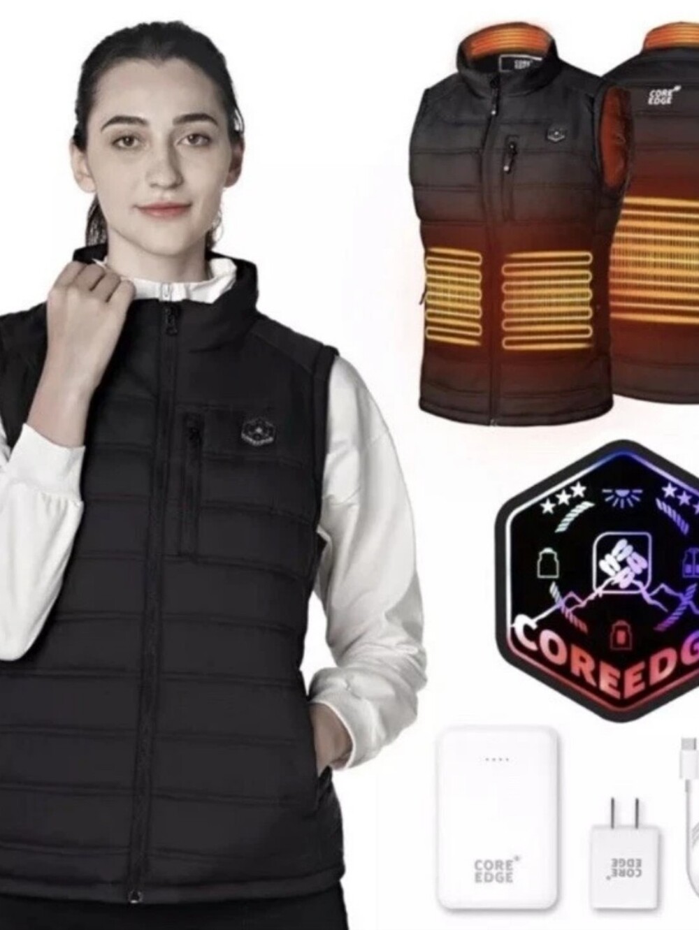 Core Edge Down Heated Vest (No Hood) + Battery 10,000mah & travel bag! Size 2XL
